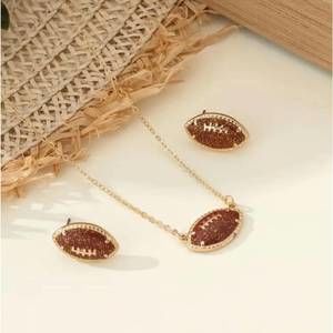 NEW KATE TUESDAY women's football earring and necklace set in gold plated